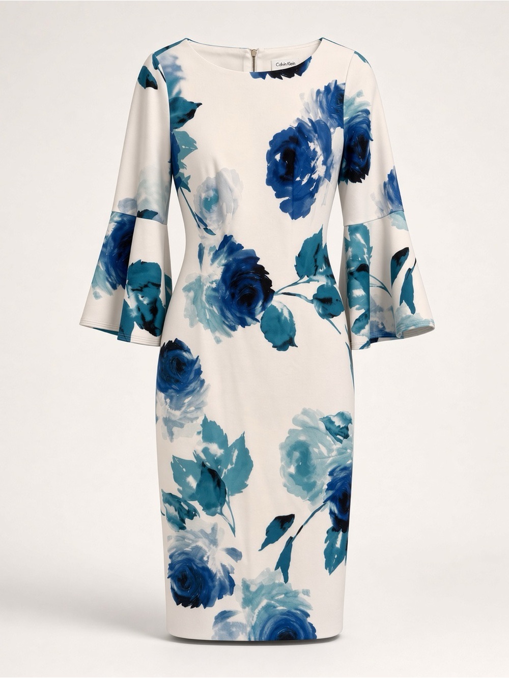 Calvin Klein, Floral Sheath Dress, 3/4 Bell Sleeves, sz 6, orig.$150